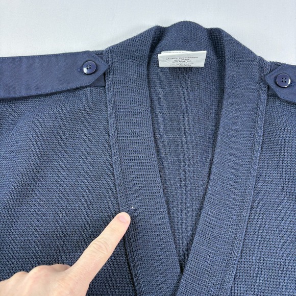 Mehlin Estey Military Equipment Sweater Mens 44R Blue Wool Blend Cardigan - Picture 3 of 11